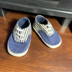 Navy and White Striped Kids Shoes